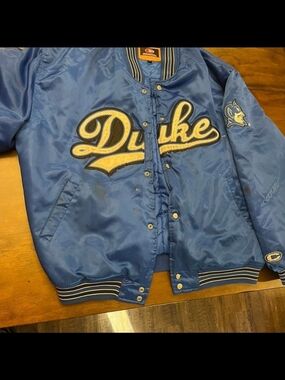 Duke Blue Satin Letterman Jacket